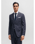  BOSS Mens Hutson Genius Patterned Slim Fit Suit Dark Blue