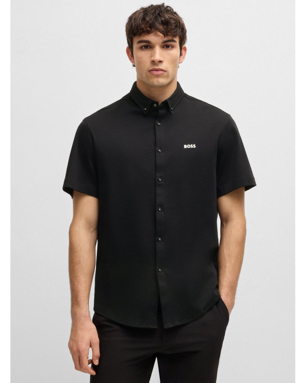  BOSS Mens Style B Motion Short Sleeve Shirt Black