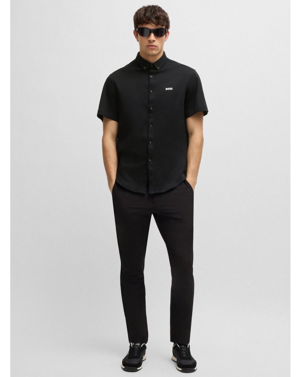  BOSS Mens Style B Motion Short Sleeve Shirt Black
