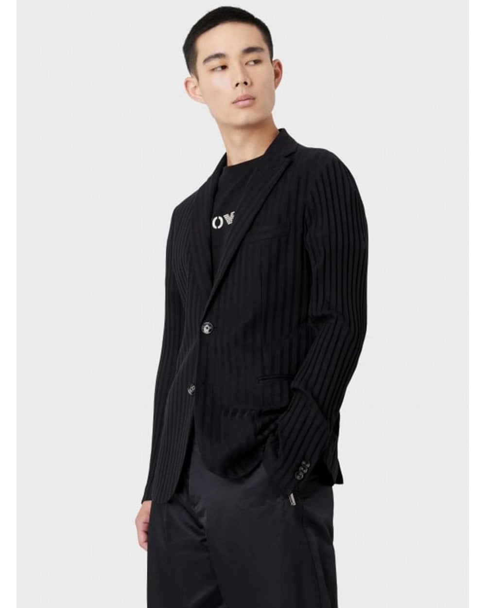  Emporio Armani Mens Single Breasted Jersey Jacket Dark Navy
