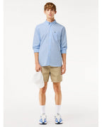  Lacoste Mens Gingham Small Check Poplin Shirt Blue/White