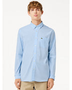  Lacoste Mens Gingham Small Check Poplin Shirt Blue/White