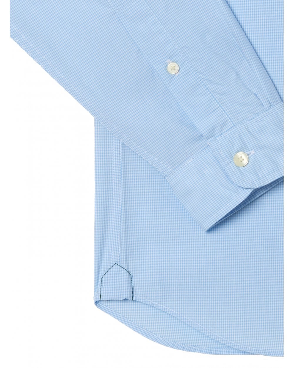  Lacoste Mens Gingham Small Check Poplin Shirt Blue/White