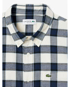  Lacoste Mens Plaid Flannel Shirt Blue/Navy Blue/White