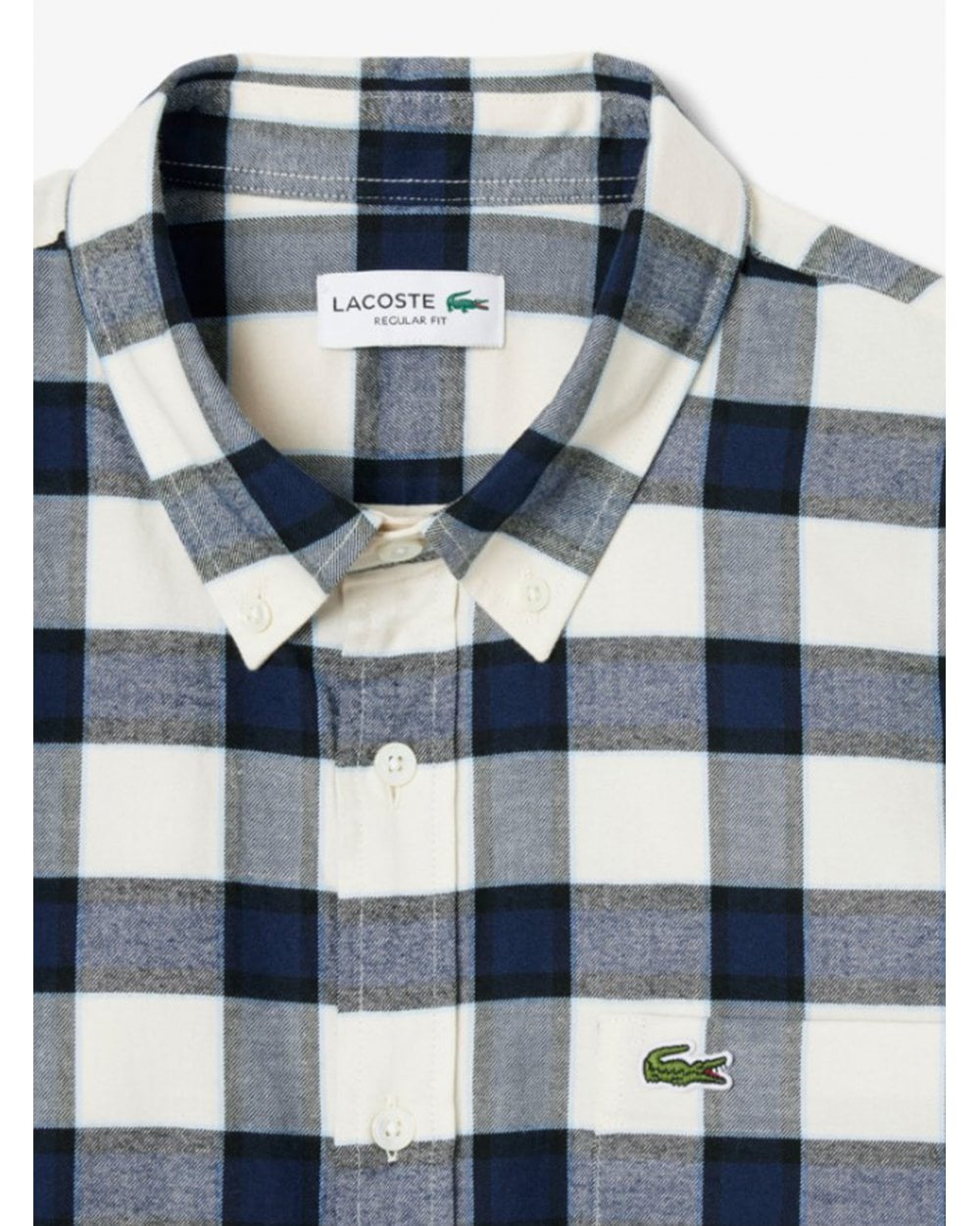  Lacoste Mens Plaid Flannel Shirt Blue/Navy Blue/White