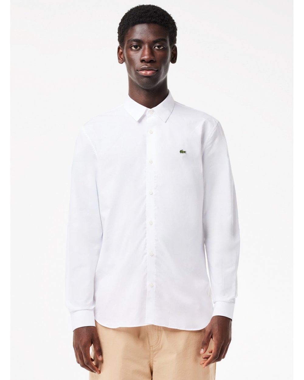  Lacoste Mens Poplin Stretch Shirt White