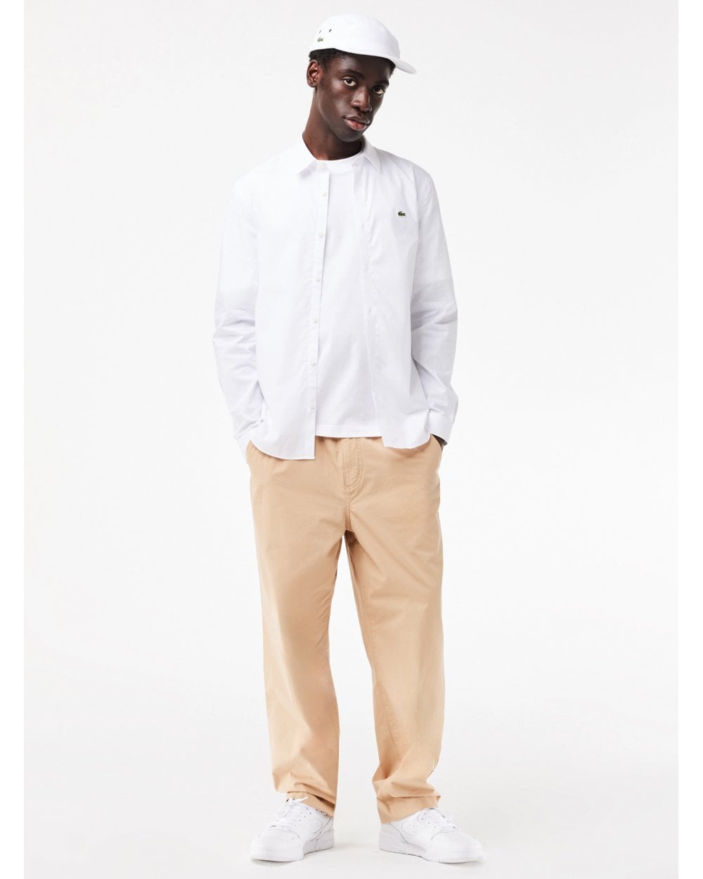  Lacoste Mens Poplin Stretch Shirt White