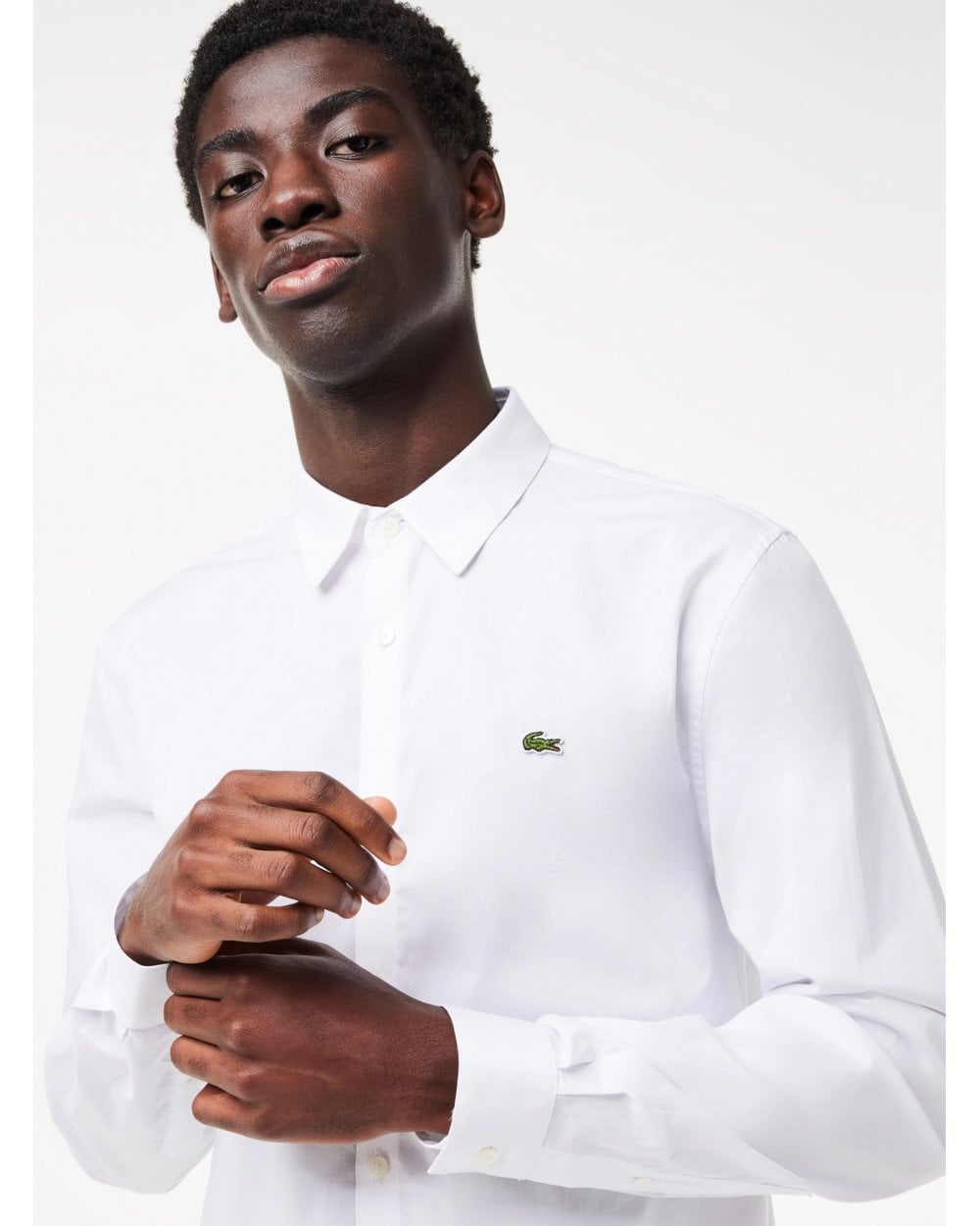  Lacoste Mens Poplin Stretch Shirt White