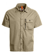  Parajumpers Mens Merv Short Sleeve Pocket Shirt Silver Sage Green