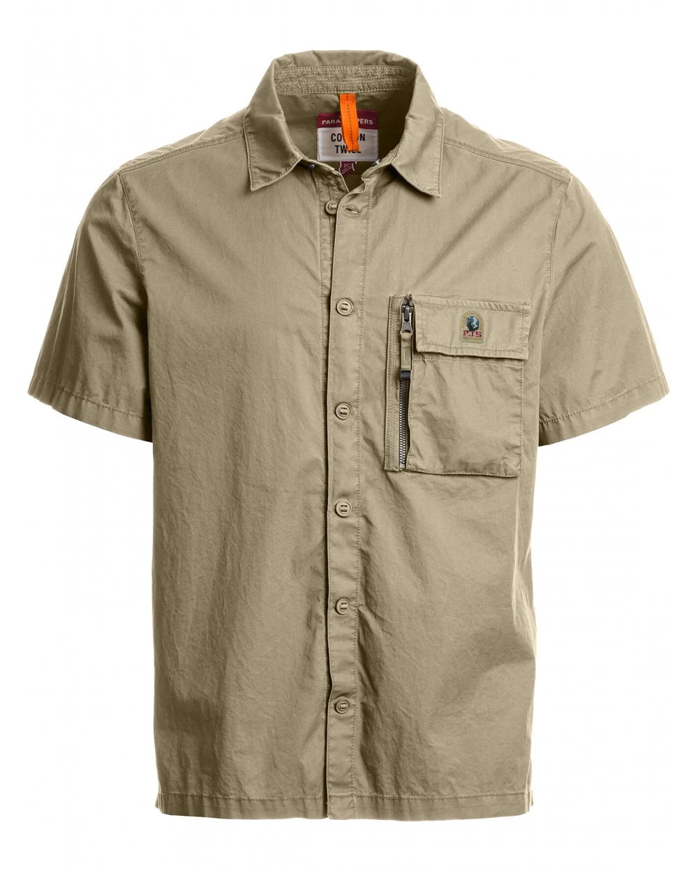 Parajumpers Mens Merv Short Sleeve Pocket Shirt Silver Sage Green