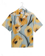  Wax London Mens Didcot Abstract Poppy Print Shirt Blue/Yellow