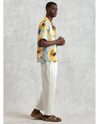  Wax London Mens Didcot Abstract Poppy Print Shirt Blue/Yellow