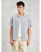  Wax London Mens Didcot Open Weave Short Sleeve Shirt Pale Blue