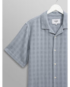  Wax London Mens Didcot Open Weave Short Sleeve Shirt Pale Blue