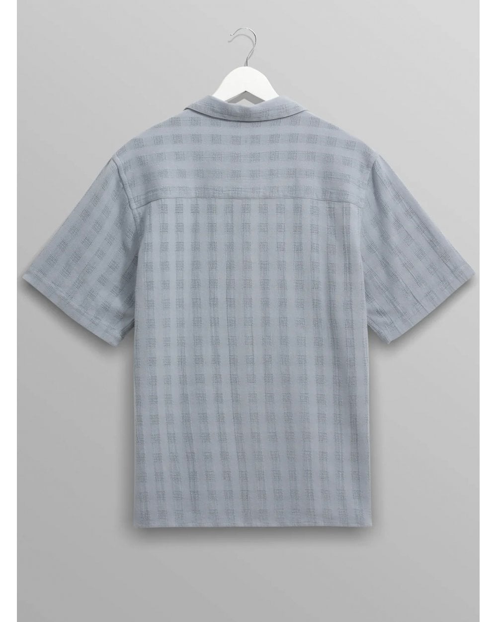  Wax London Mens Didcot Open Weave Short Sleeve Shirt Pale Blue