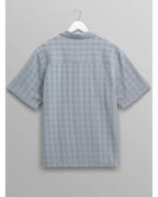  Wax London Mens Didcot Open Weave Short Sleeve Shirt Pale Blue