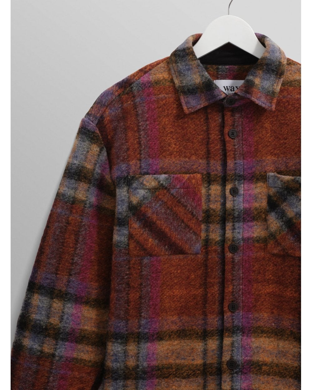  Wax London Mens Whiting Multi Check Overshirt Orange
