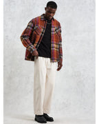  Wax London Mens Whiting Multi Check Overshirt Orange