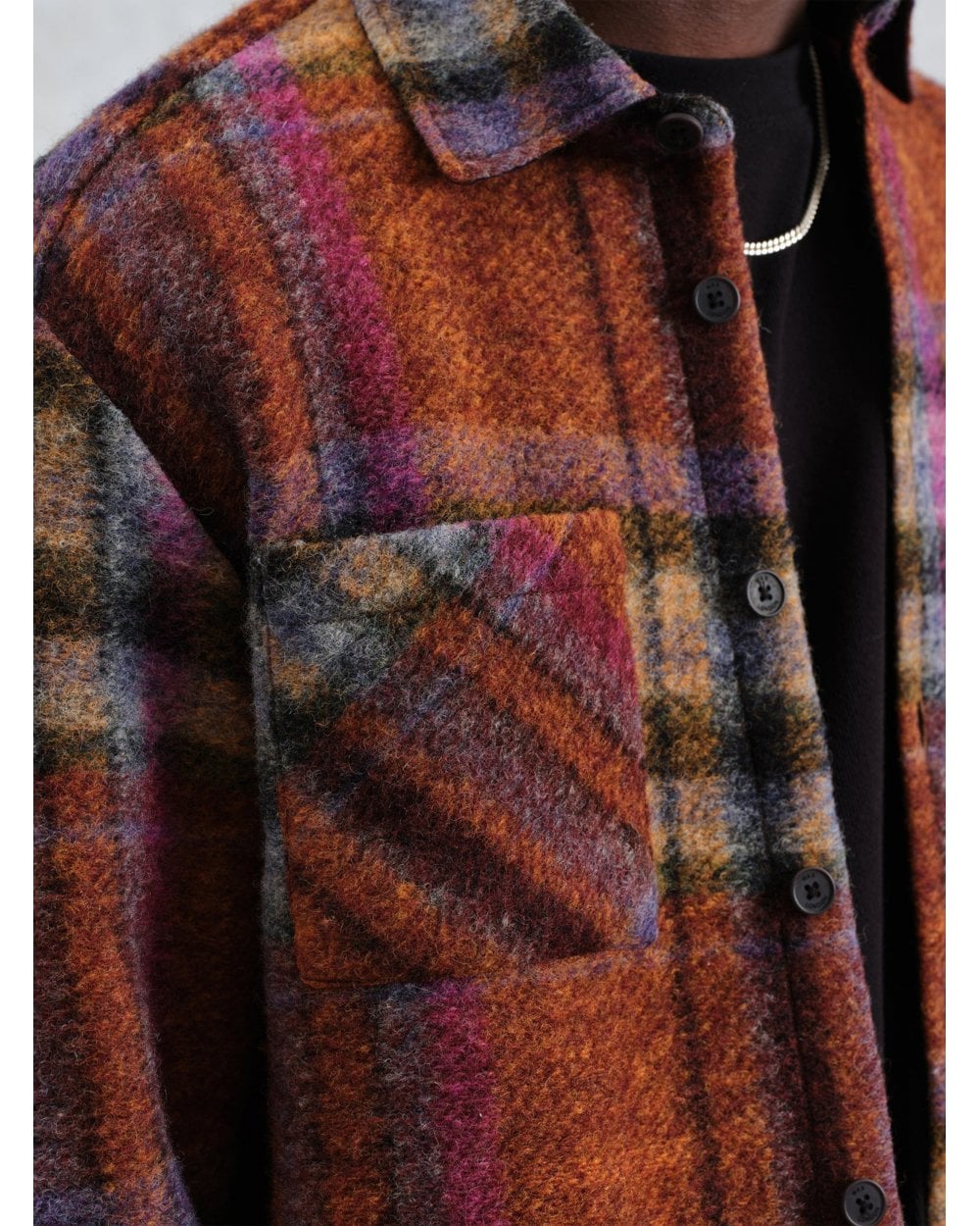  Wax London Mens Whiting Multi Check Overshirt Orange