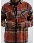  Wax London Mens Whiting Multi Check Overshirt Orange