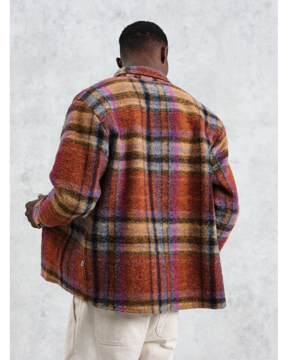  Wax London Mens Whiting Multi Check Overshirt Orange