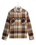  Wax London Mens Whiting Pike Check Overshirt Beige/Brown