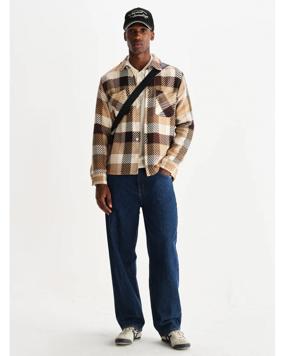  Wax London Mens Whiting Pike Check Overshirt Beige/Brown