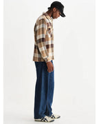 Wax London Mens Whiting Pike Check Overshirt Beige/Brown