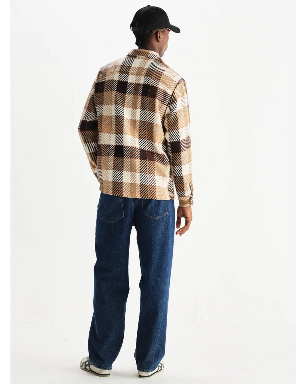  Wax London Mens Whiting Pike Check Overshirt Beige/Brown