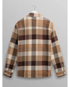  Wax London Mens Whiting Pike Check Overshirt Beige/Brown