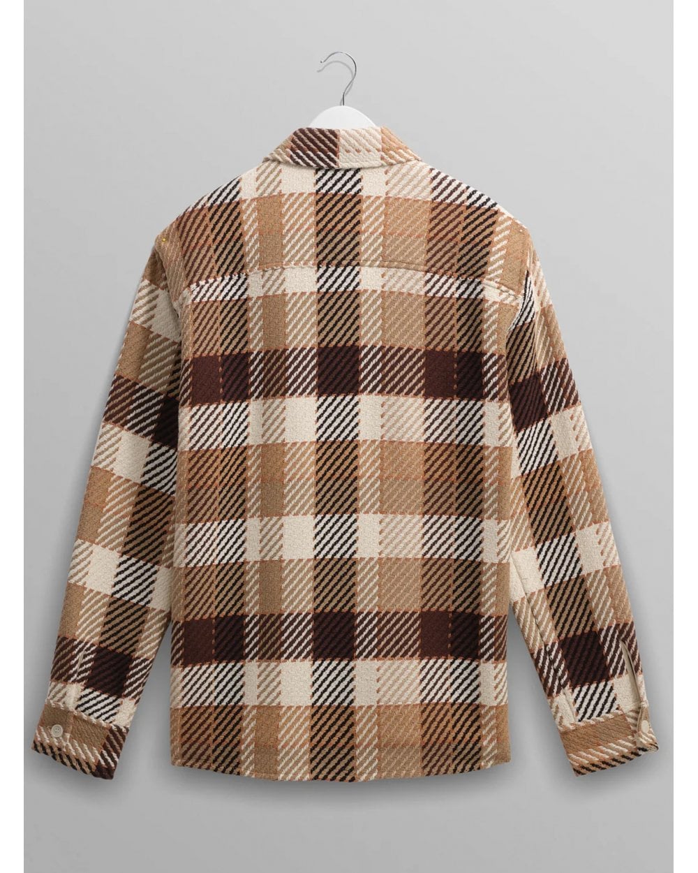  Wax London Mens Whiting Pike Check Overshirt Beige/Brown
