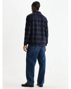  Wax London Mens Whiting Skate Check Overshirt Navy Blue