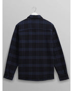  Wax London Mens Whiting Skate Check Overshirt Navy Blue