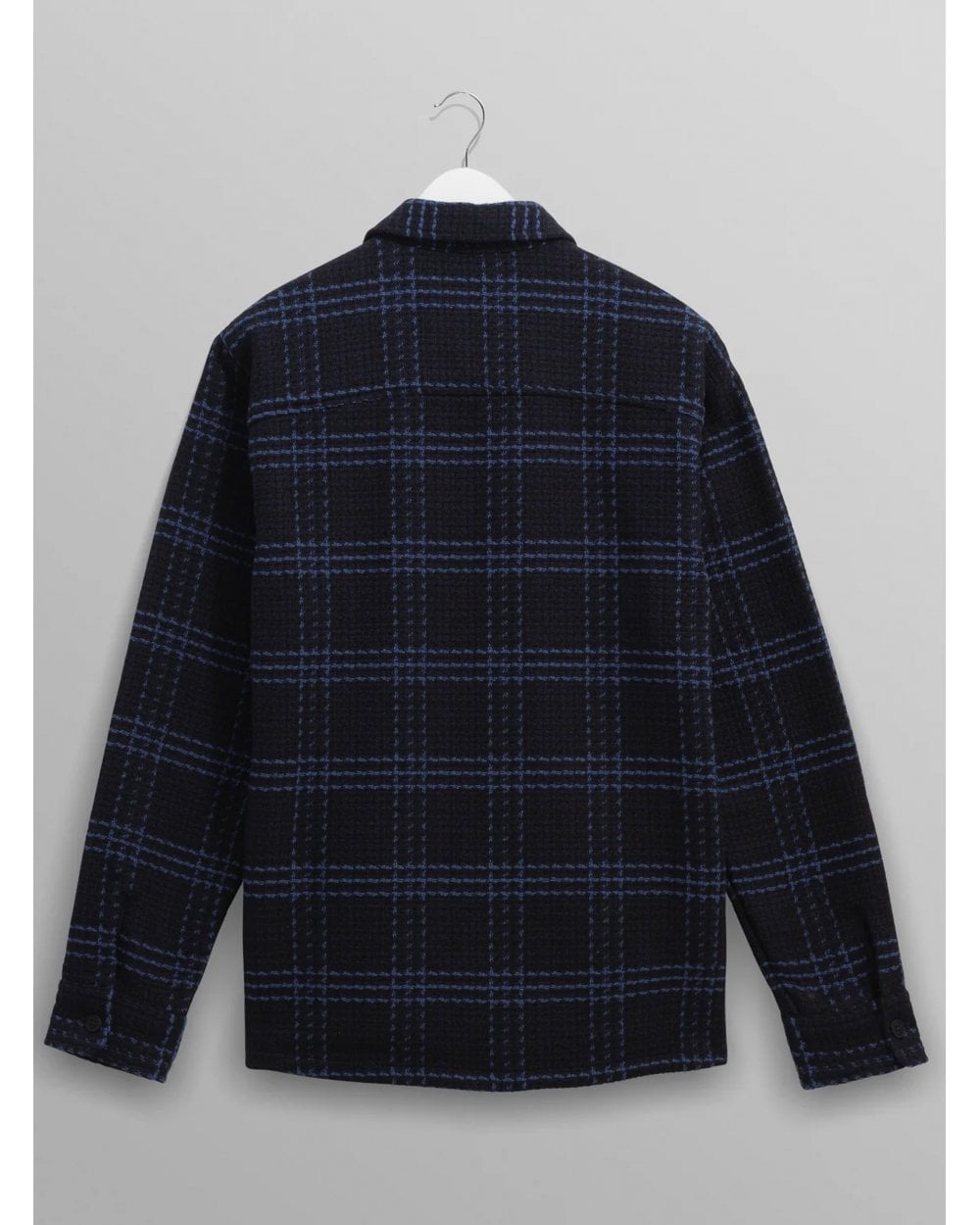  Wax London Mens Whiting Skate Check Overshirt Navy Blue