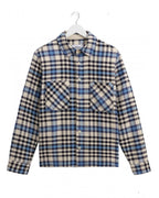  Wax London Mens Whiting Strand Check Overshirt Ecru/Beige