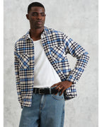  Wax London Mens Whiting Strand Check Overshirt Ecru/Beige