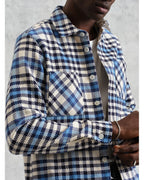  Wax London Mens Whiting Strand Check Overshirt Ecru/Beige