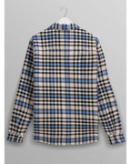  Wax London Mens Whiting Strand Check Overshirt Ecru/Beige