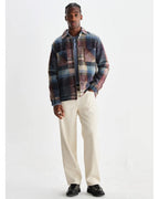  Wax London Mens Whiting Wool Blend Overshirt Blue/Multi