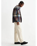  Wax London Mens Whiting Wool Blend Overshirt Blue/Multi