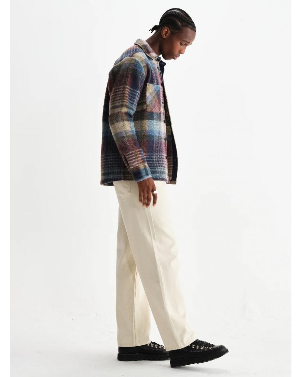  Wax London Mens Whiting Wool Blend Overshirt Blue/Multi