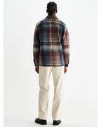  Wax London Mens Whiting Wool Blend Overshirt Blue/Multi
