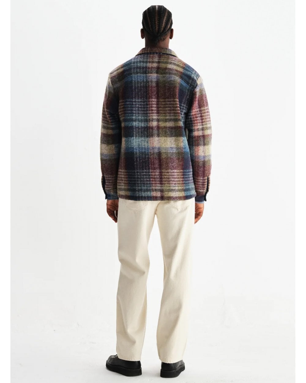  Wax London Mens Whiting Wool Blend Overshirt Blue/Multi