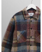  Wax London Mens Whiting Wool Blend Overshirt Blue/Multi