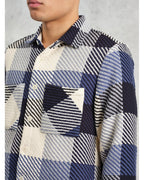  Wax London Mens Whitting Block Check Shirt Ecru/Navy