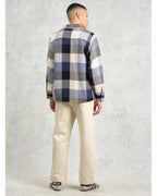  Wax London Mens Whitting Block Check Shirt Ecru/Navy