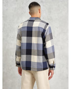  Wax London Mens Whitting Block Check Shirt Ecru/Navy